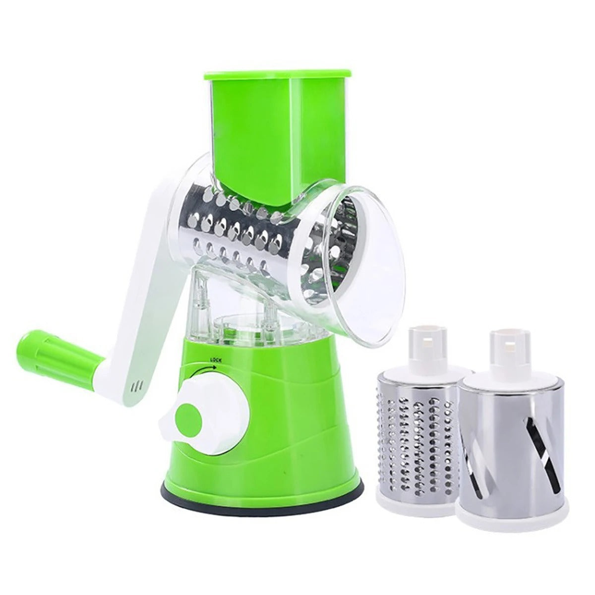Manual Vegetable Drum Slicer – 3-in-1 Multifunctional Rotary Grater & Cutter