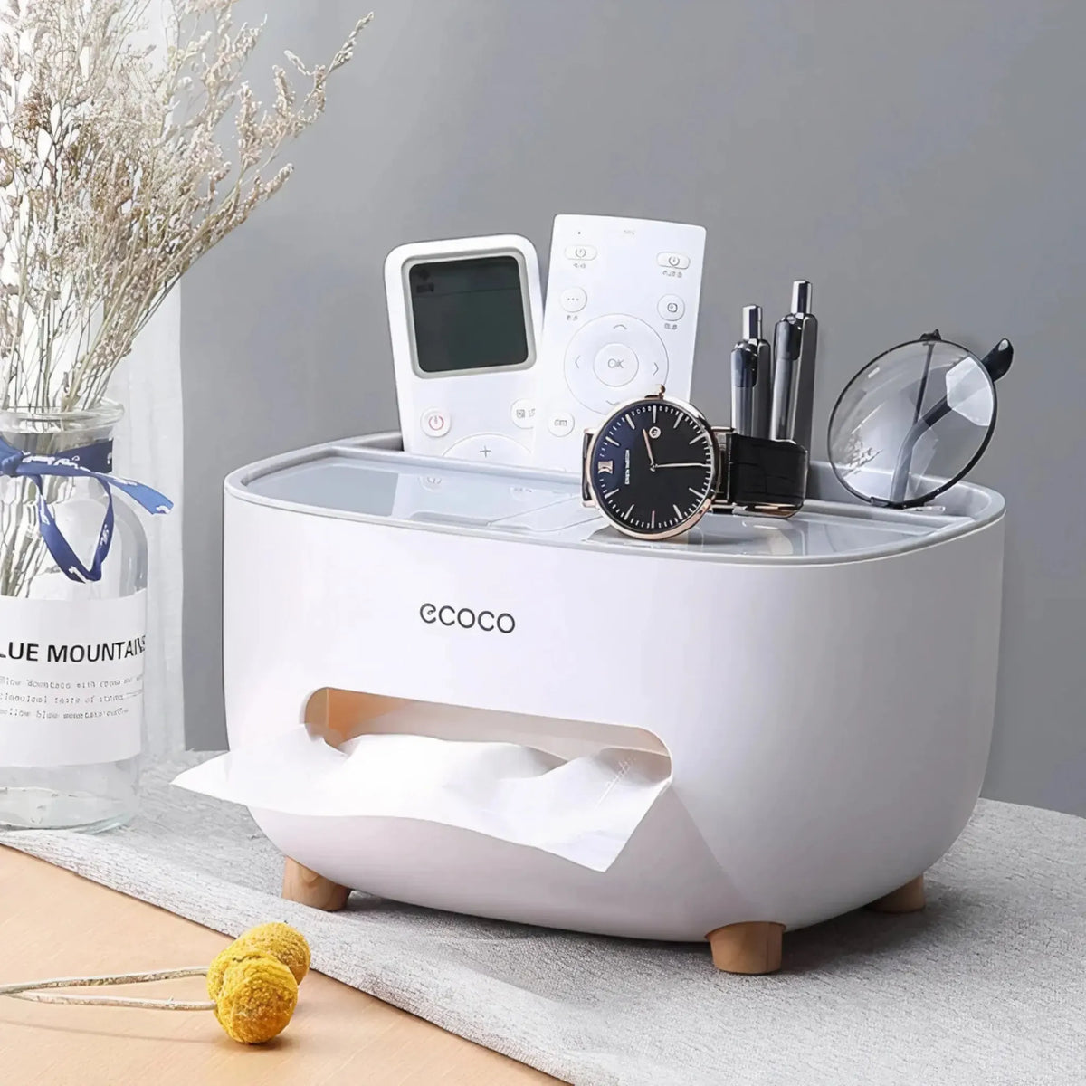 Multifunctional Tissue Box with Storage Drawer – Desk Organizer for Home, Kitchen & Office