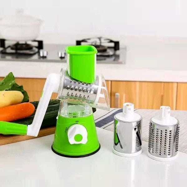 Manual Vegetable Drum Slicer – 3-in-1 Multifunctional Rotary Grater & Cutter