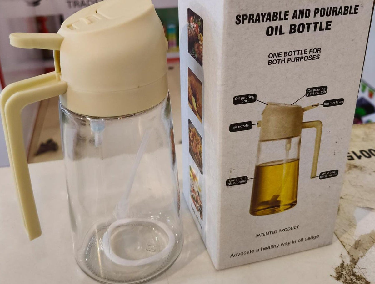 2-in-1 Oil Sprayer Bottle for Kitchen – Refillable Cooking Oil Spray Bottle
