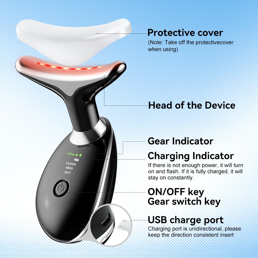 Rechargeable Face Massager – Electric Facial Beauty Device with 3 Modes & 45°C Warmth
