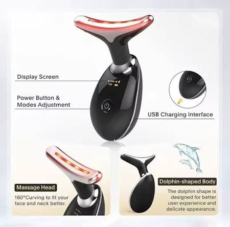 Rechargeable Face Massager – Electric Facial Beauty Device with 3 Modes & 45°C Warmth