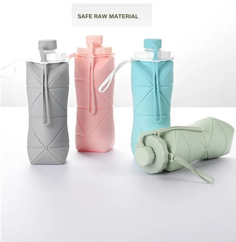 600ML Silicone Folding Water Bottle โ Foldable & Leak-Proof Travel Bottle