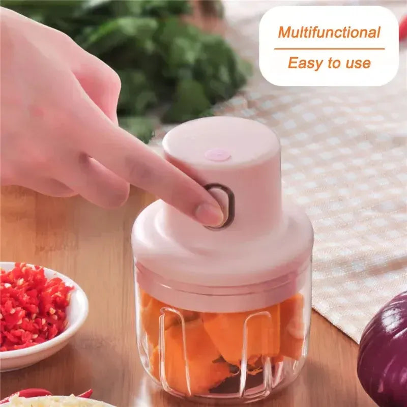 Mini USB Rechargeable Food Chopper – 250ml Electric Vegetable & Garlic Grinder