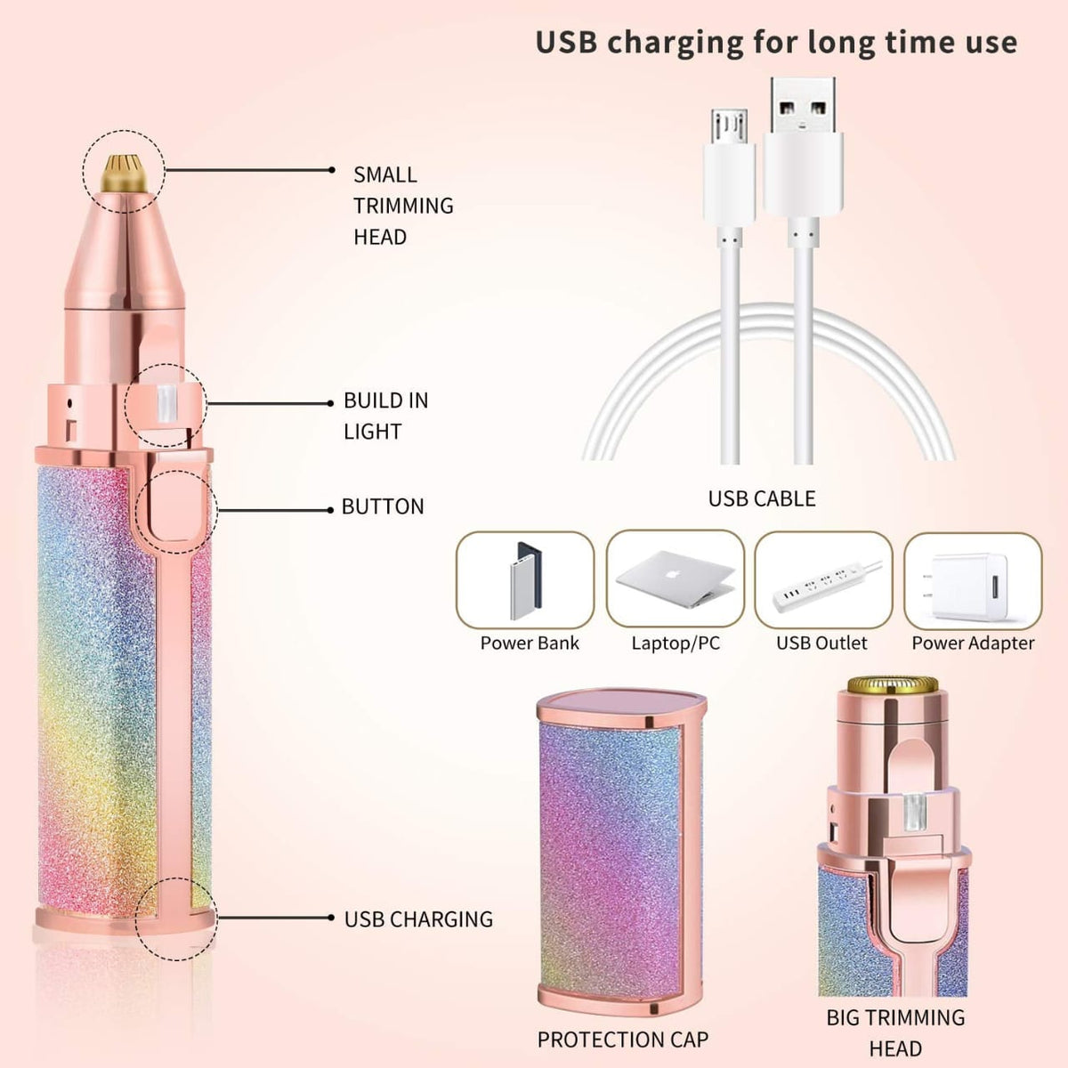 2-in-1 Eyebrow & Facial Hair Remover – Rechargeable Portable Beauty Trimmer