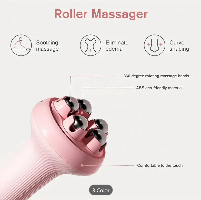 360° Roller Hand Massager – Manual Full Body Massage Tool for Neck, Back & Legs