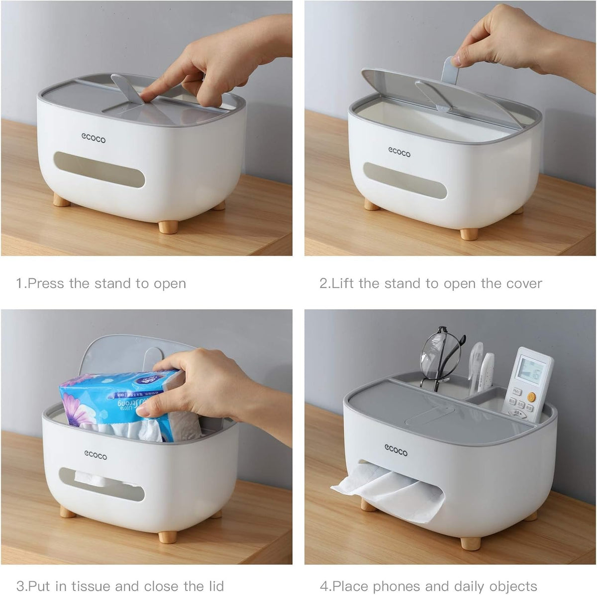 Multifunctional Tissue Box with Storage Drawer – Desk Organizer for Home, Kitchen & Office