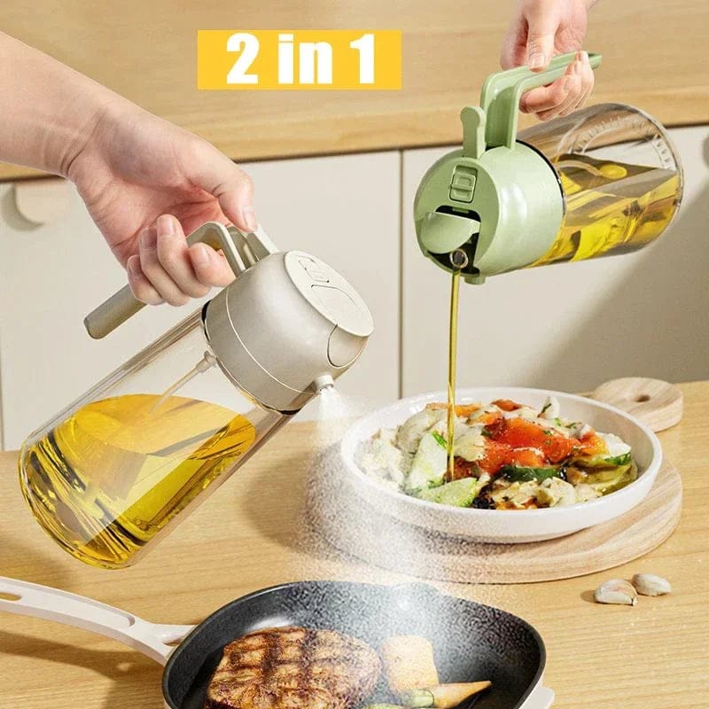 2-in-1 Oil Sprayer Bottle for Kitchen – Refillable Cooking Oil Spray Bottle