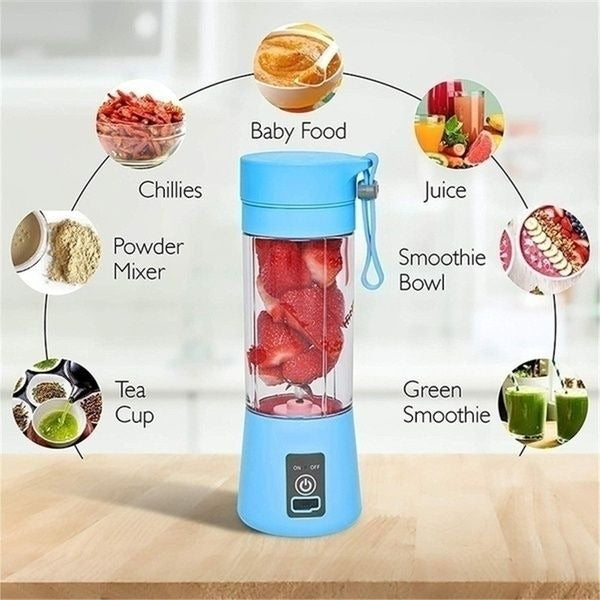 6-Blade Mini Portable USB Juicer Blender – Rechargeable Travel Smoothie Maker