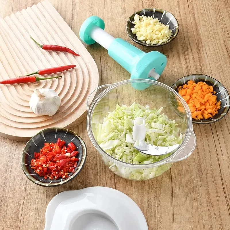 1.5L Manual Food Chopper – Hand Press Vegetable & Fruit Cutter